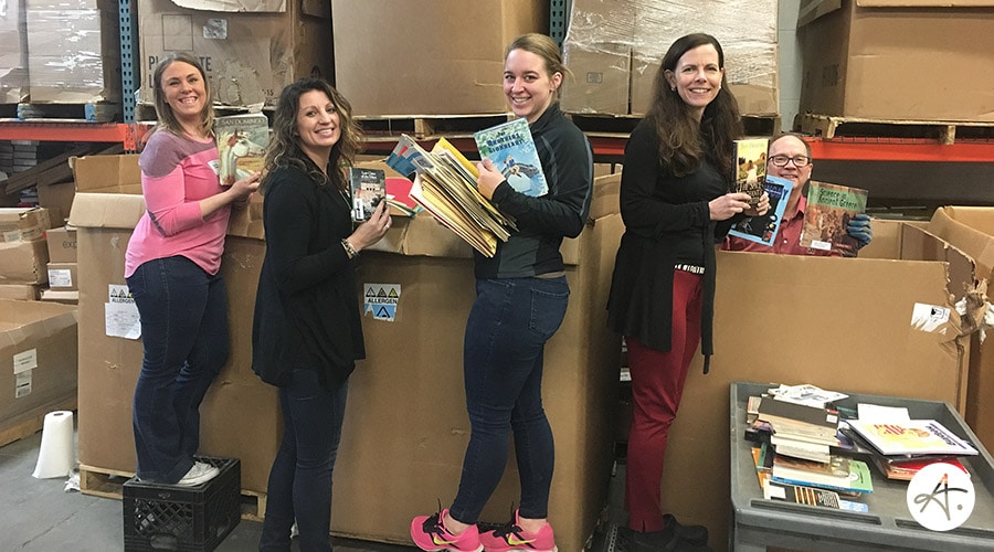 We sorted thousands of pounds of books to send to Africa
