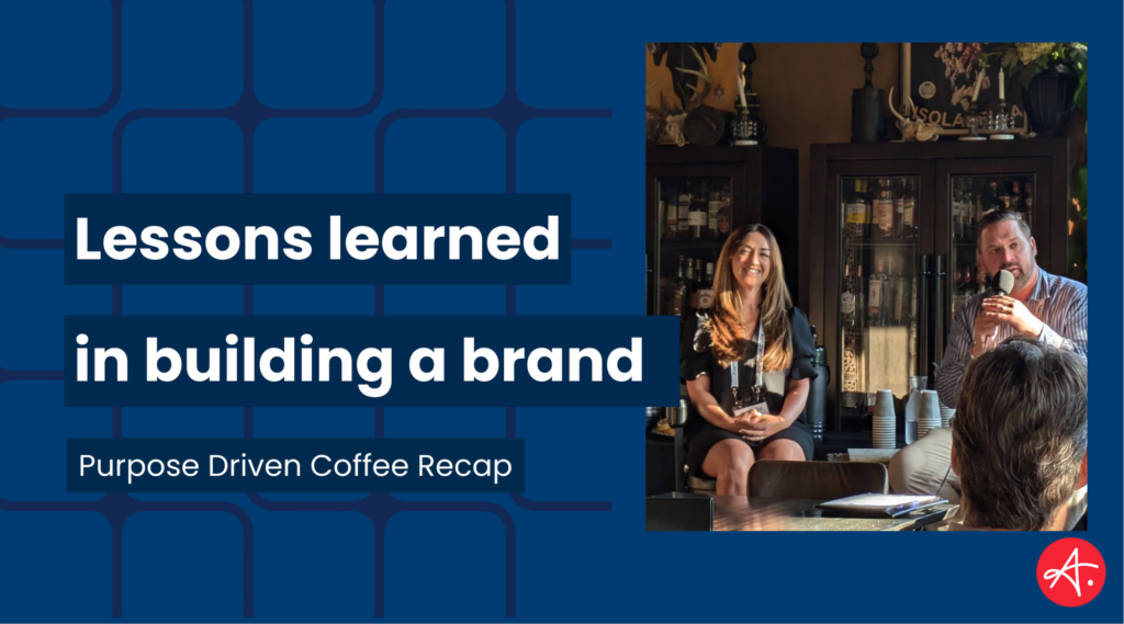 Stylized image with text "lessons learned in building a brand"