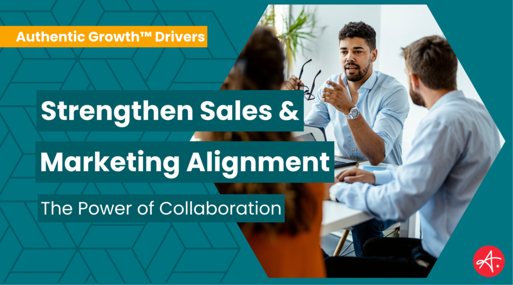 A sales and marketing team having a collaborative discussion in an office, emphasizing the power of alignment and teamwork.